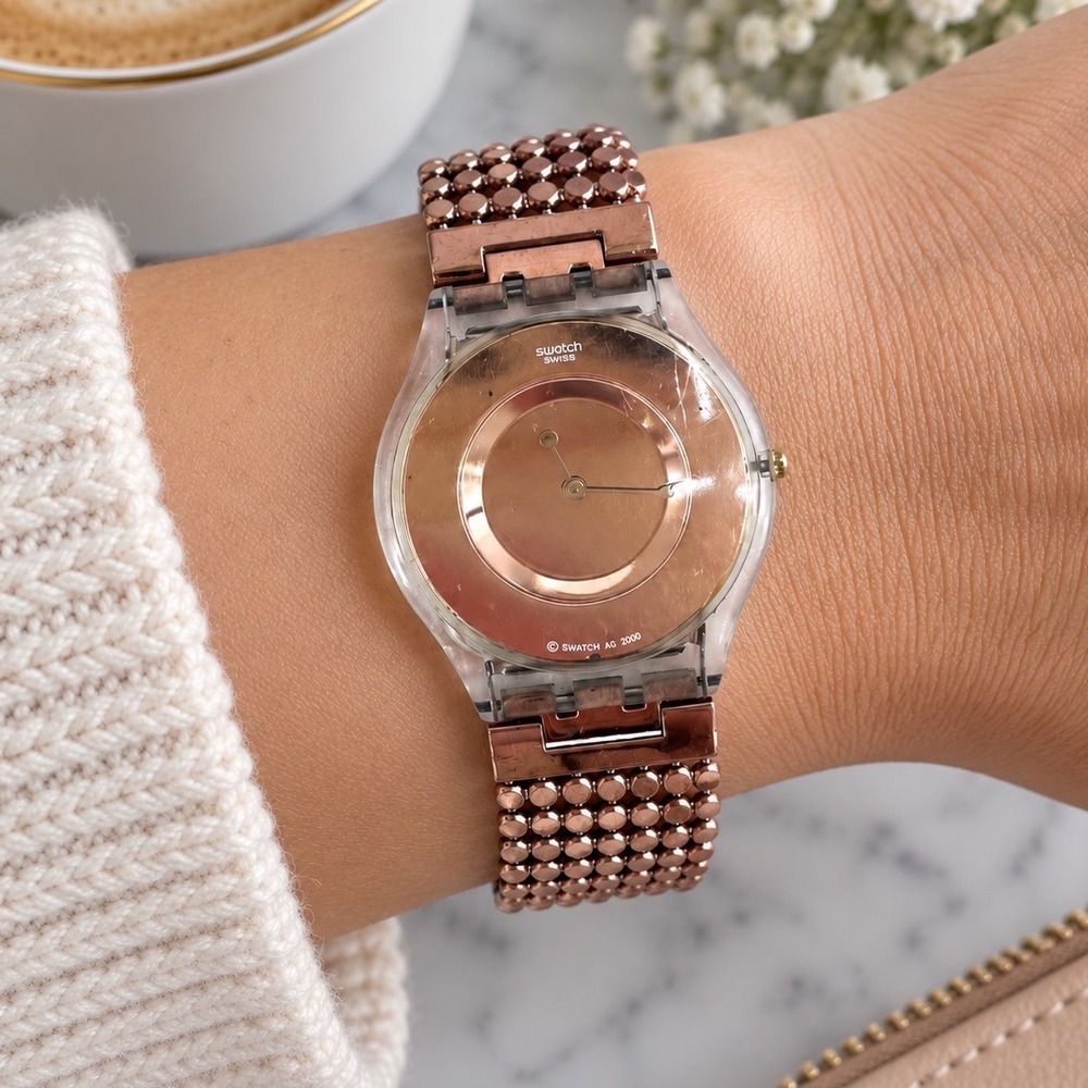Vintage Swatch Skin Paved in Bronze SFK129 Womens Bracelet Watch New Battery